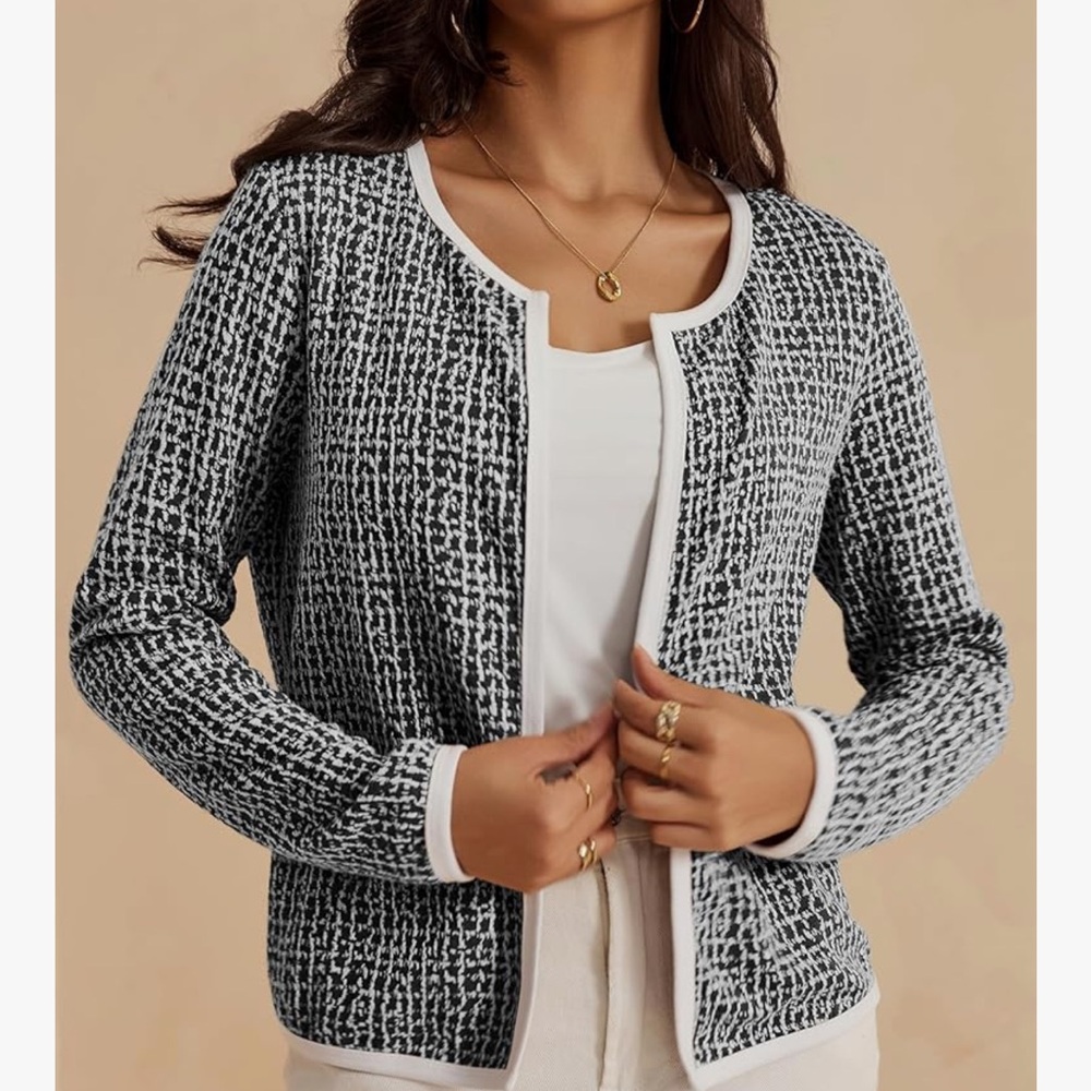 Chic Nation Black and White Cardigan